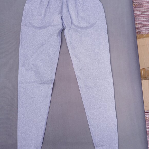 Light Grey Seamless Leggings Smile Contour High Waist Workout Gym Yoga Pants - Picture 9 of 12